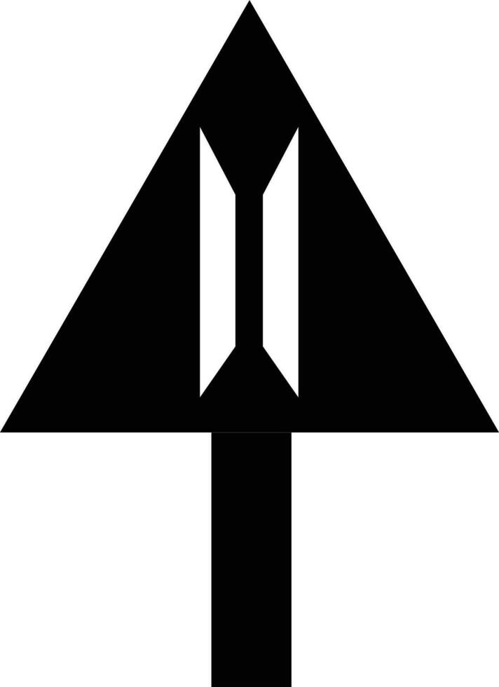 Straight road sign in triangular shape board. vector