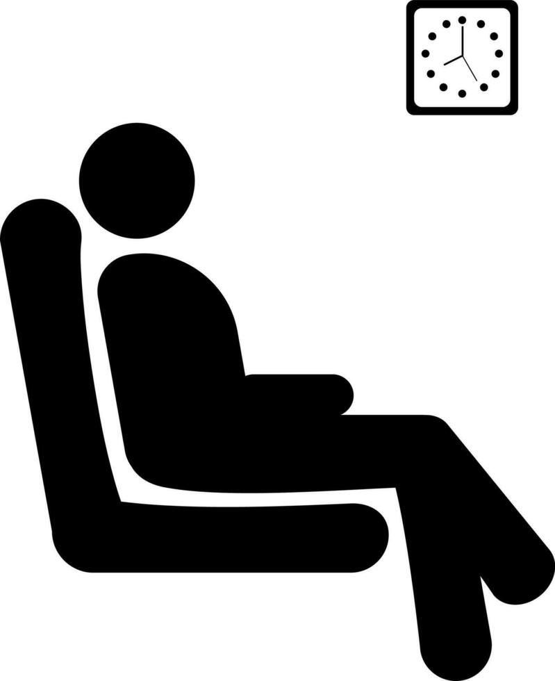 Human man sitting on chair, wait concept flat icon. vector