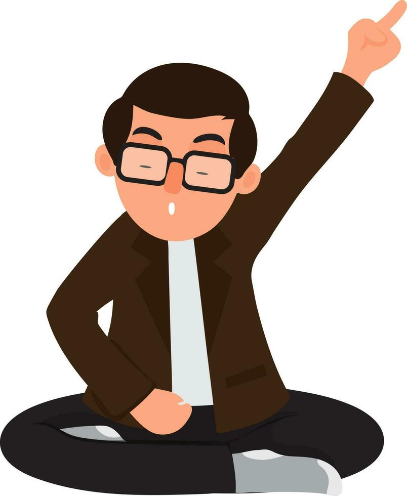 Cartoon character of sitting businessman. vector