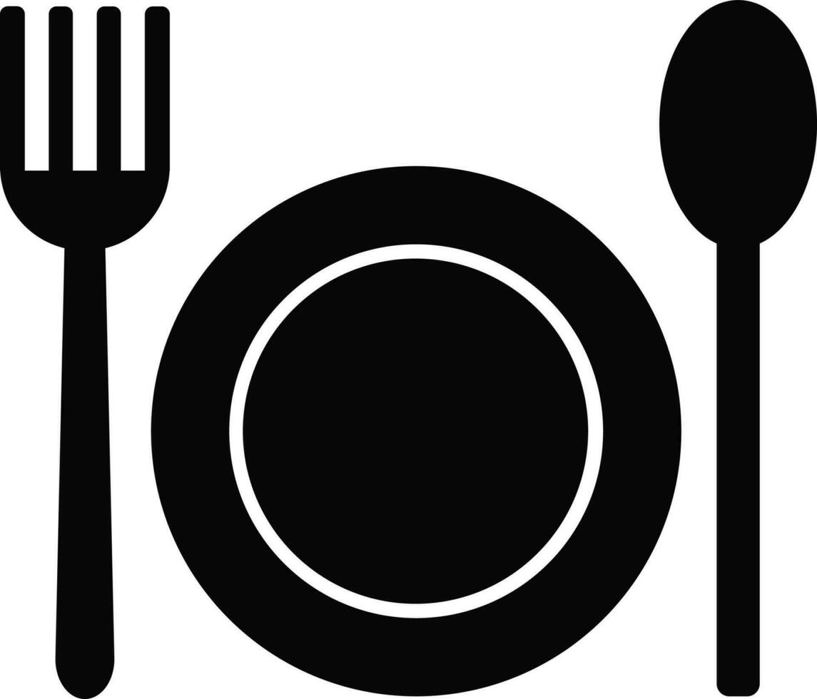 Glyph illustration of restaurant icon with spoon, fork, and knife in flat style. vector