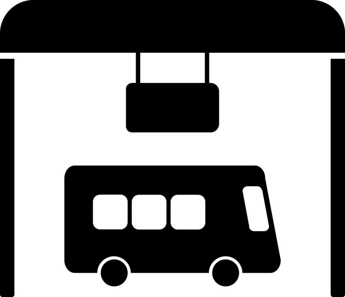 Bus depot icon in glyph. vector