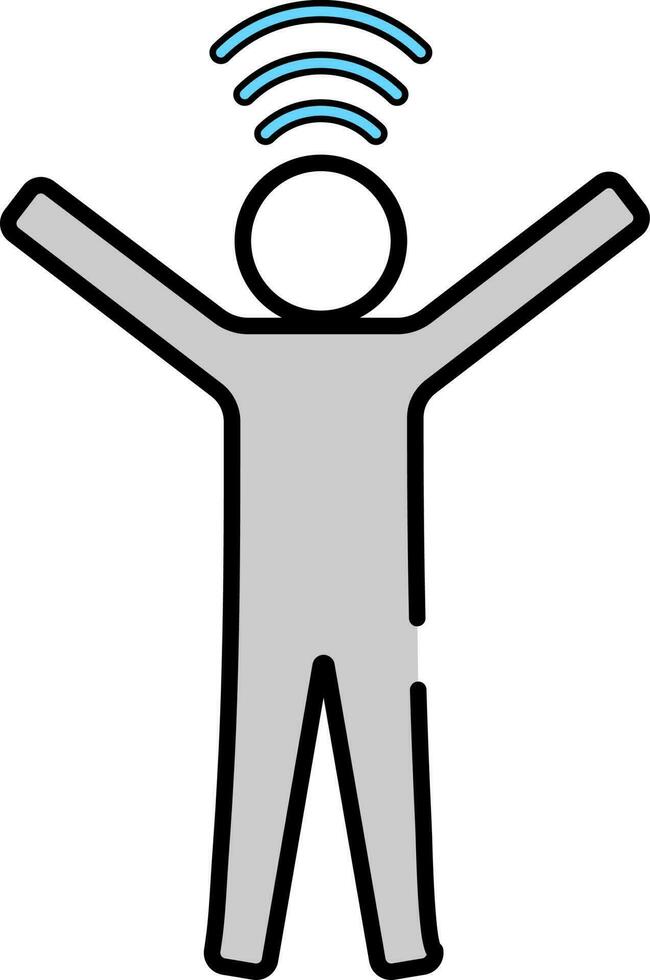 Illustration of a man with wifi symbol. vector