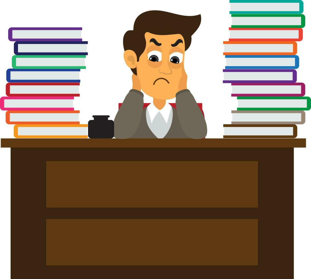 Illustration of business man with books. vector