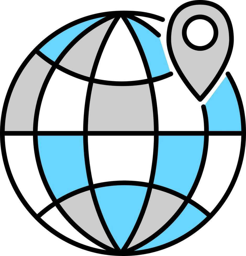 Illustration of globe with map pin. vector