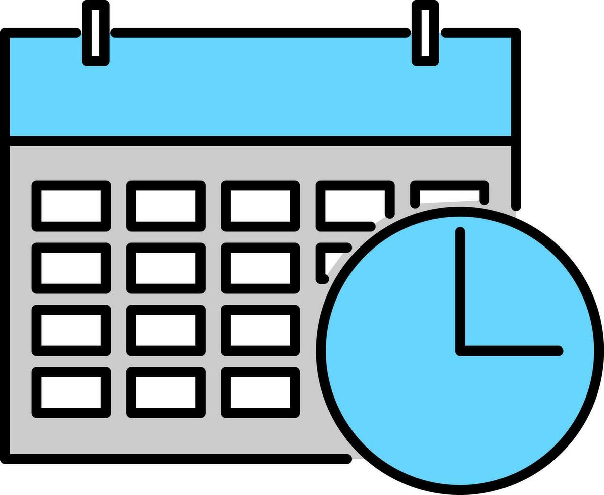 calendario con reloj, hora administración concepto. vector