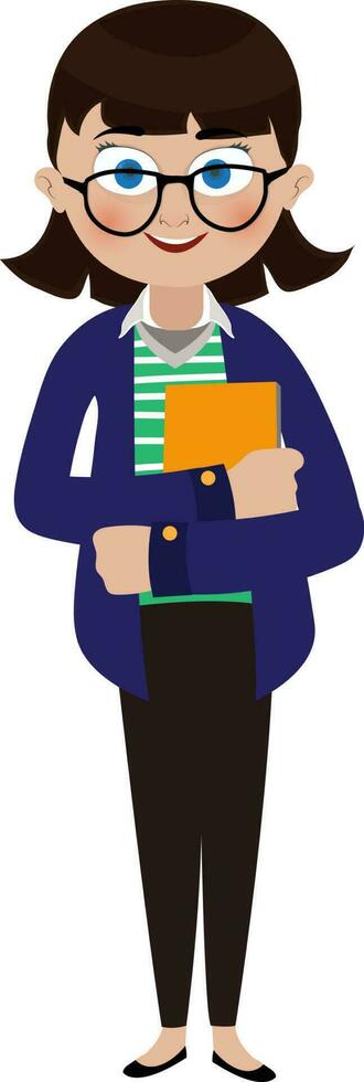 Business girl holding file in her hand. vector