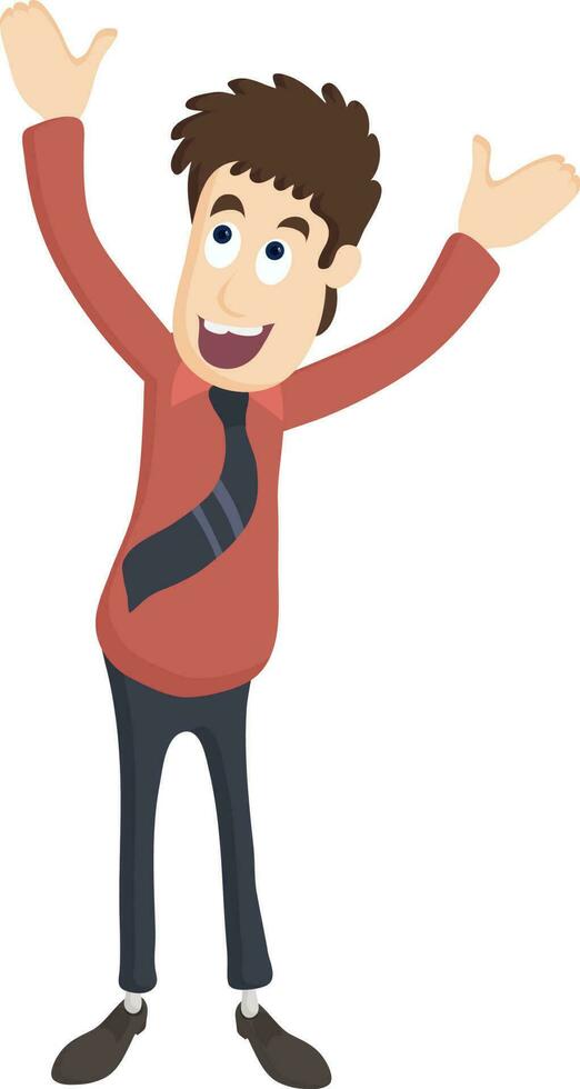 Cartoon character of a businessman in hands up pose. vector