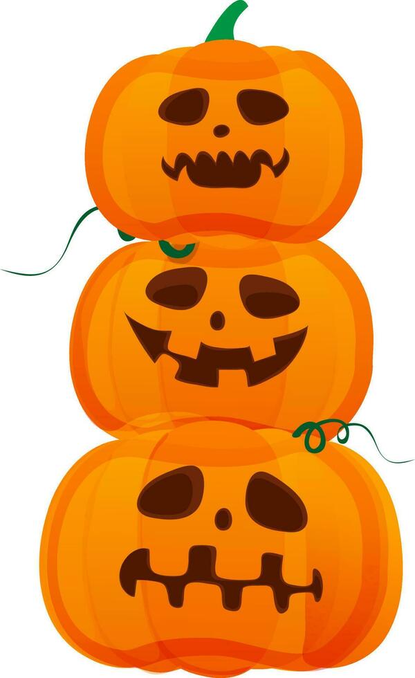 Orange pumpkins for Halloween concept. vector
