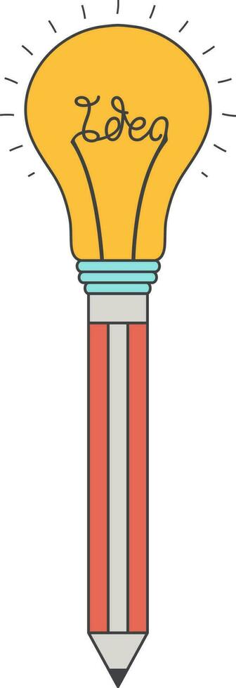 Flat icon of pencil and light bulb for a new business idea. vector