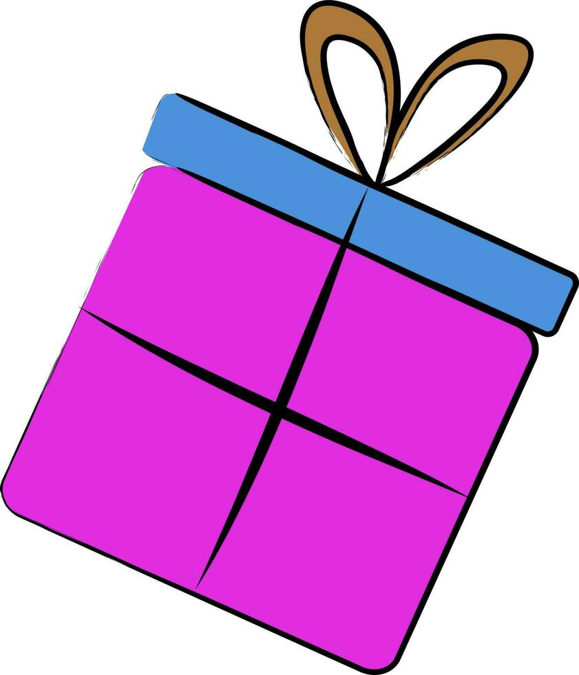 Flat design purple gift box on white background. vector
