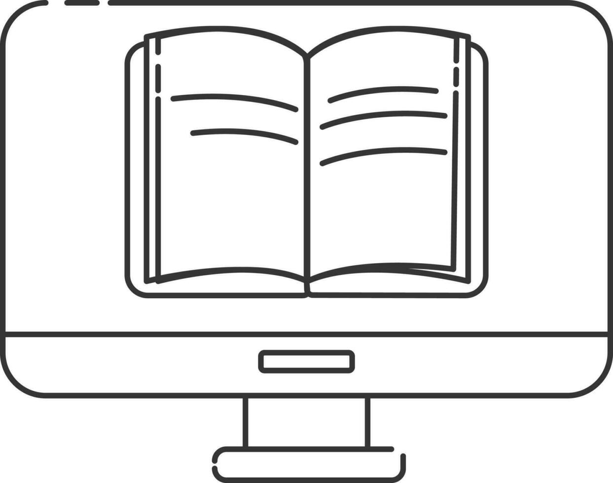 Illustration of e-learning from computer flat icon. vector