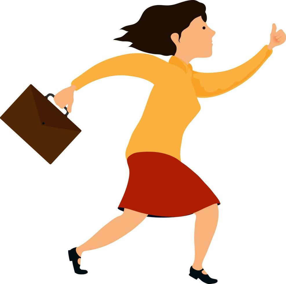 Cartoon character of a running business woman. vector
