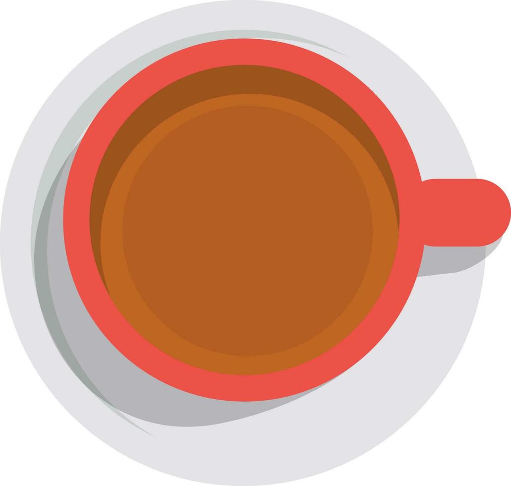 Top view of a tea cup in flat illustration. vector