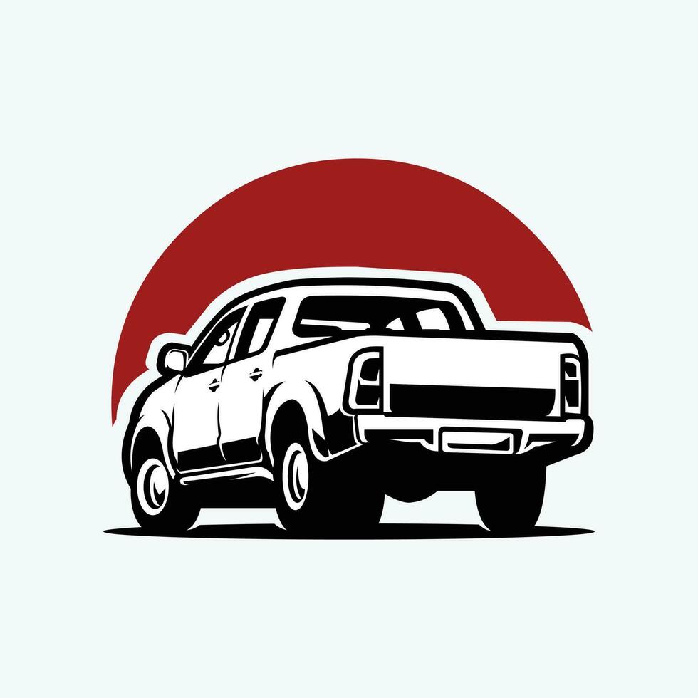 Double cabin truck car vector silhouette isolated in white background