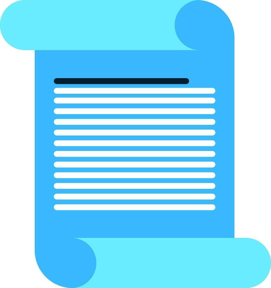 Scroll document icon in blue color. vector