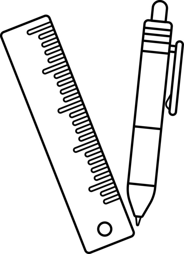 Icon of pen and scale in illustration. vector
