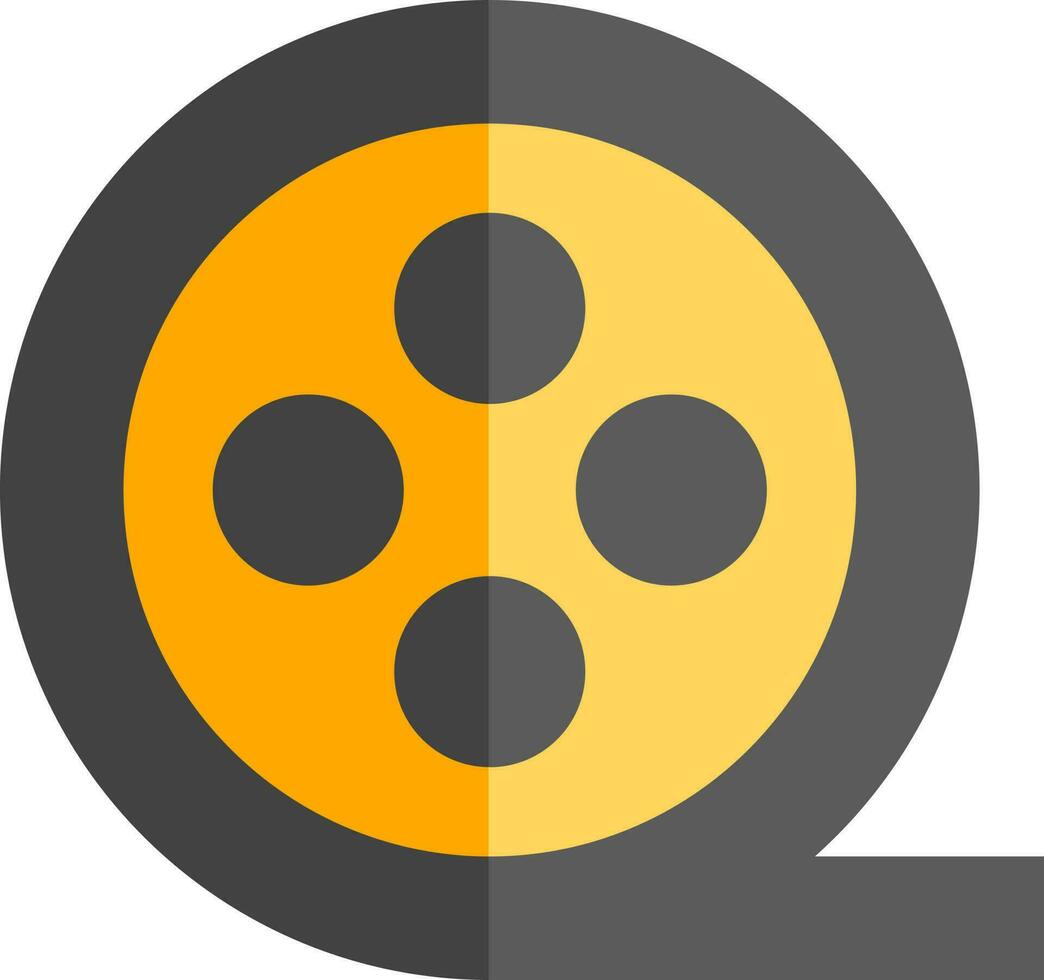 Film reel icon in gray and yellow color. vector