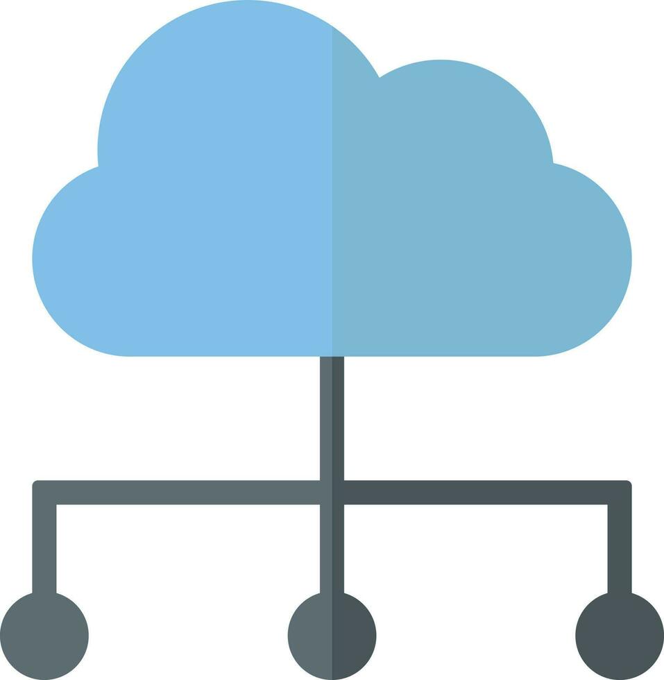 Cloud computing icon in grey and blue color. vector
