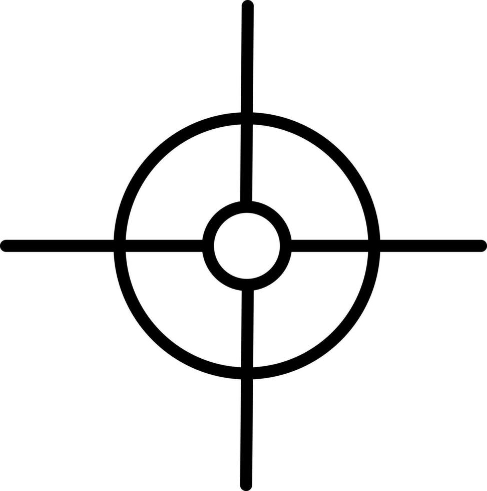 Crosshair pointer icon in black and white color. vector