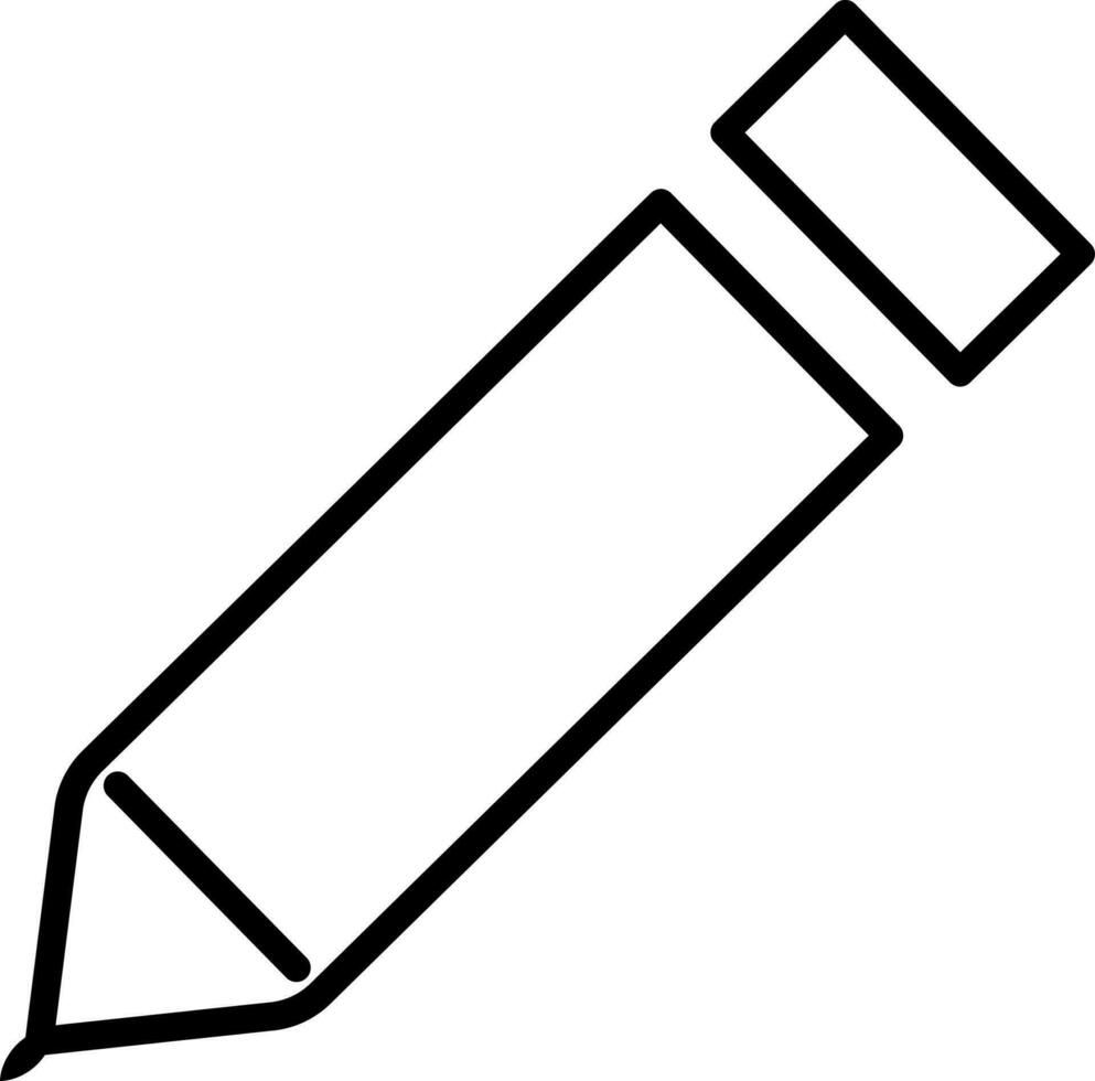 Black and white flat illustration of a pencil. vector