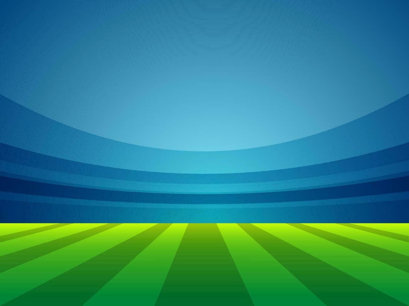 Night view of cricket stadium on shiny blue background. vector