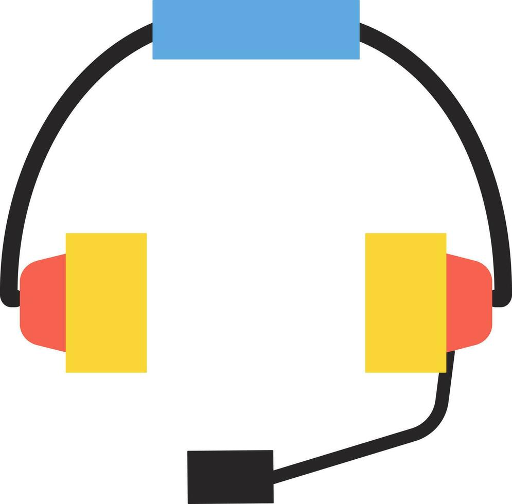 Flat style headphone on white background. vector