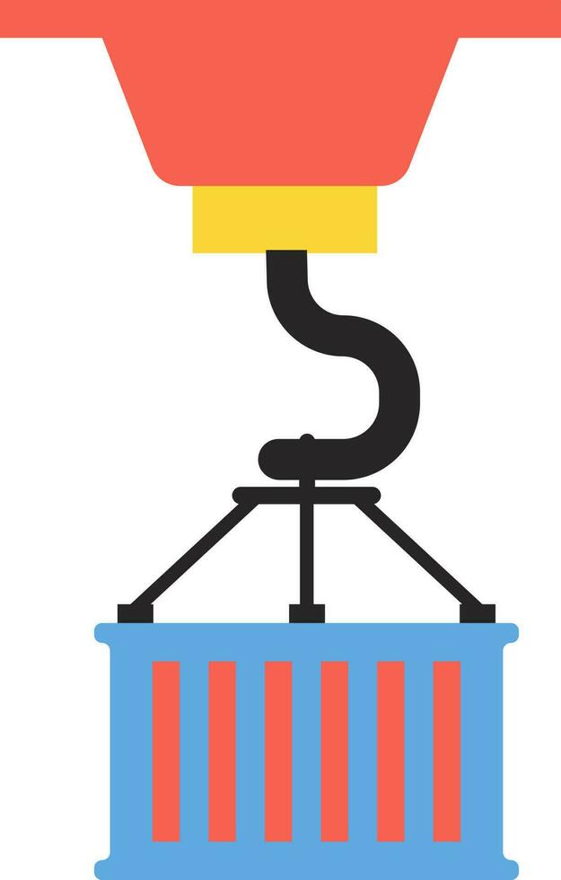 Illustration of container with crane in flat style. vector