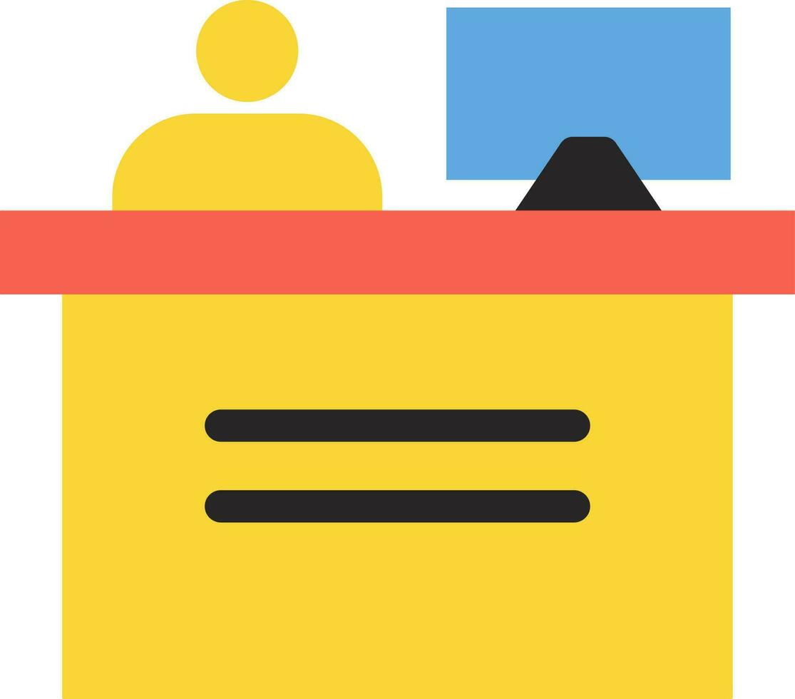 Human sitting in fornt of counter. vector