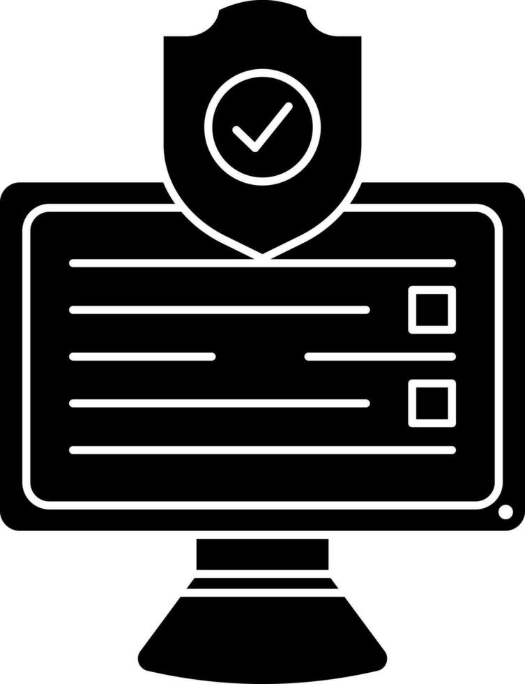 Computer data protection glyph icon or symbol. vector
