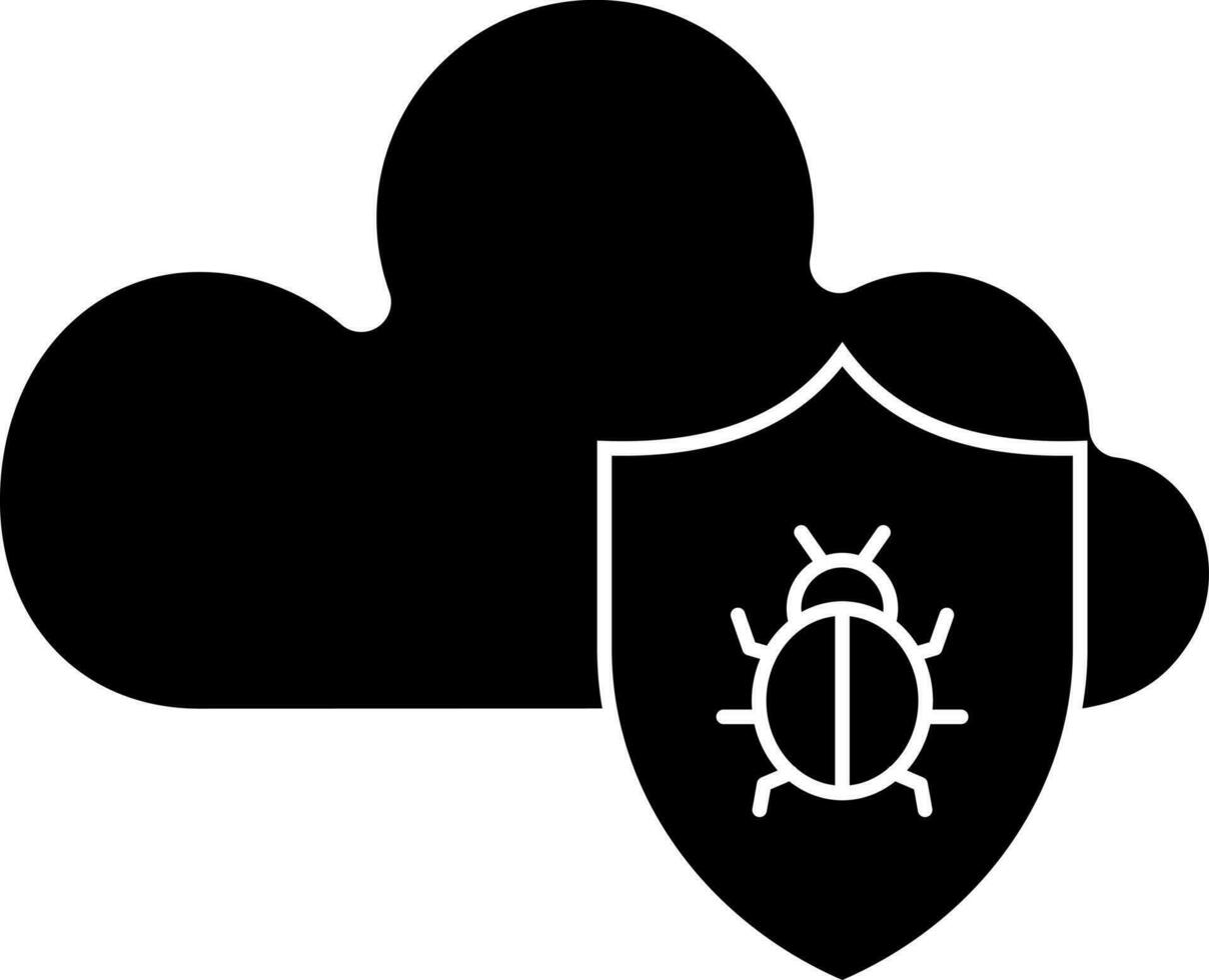 Illustration of cloud computing antivirus icon . vector