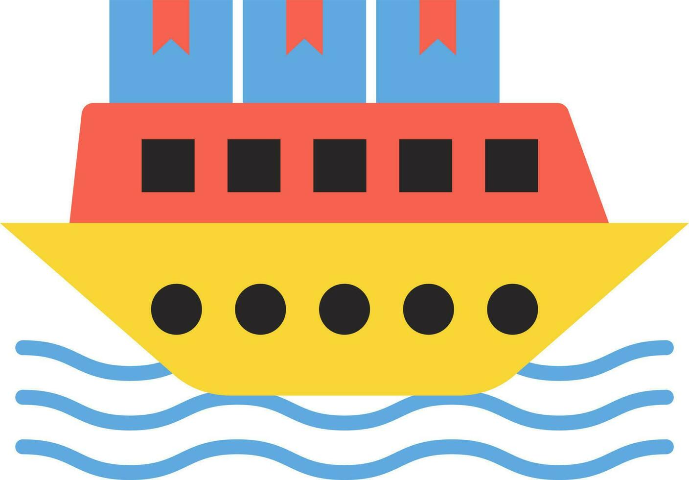 Flat style blue boxes in ship. vector