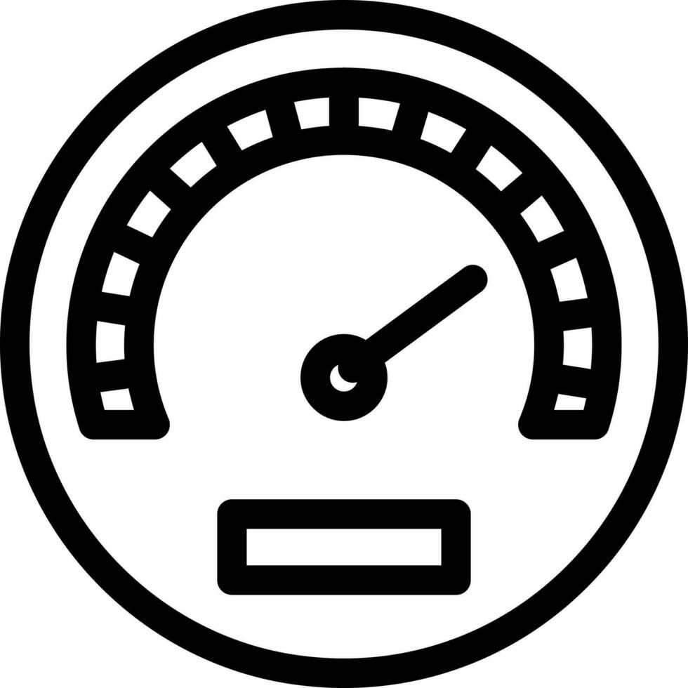 Black line art illustration of speedometer icon. vector