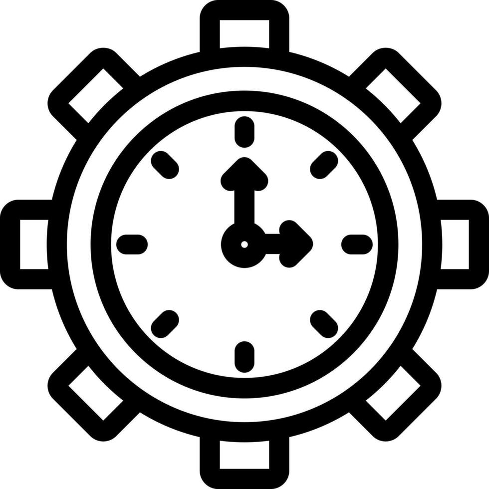 Black line art illustration of time setting icon. vector