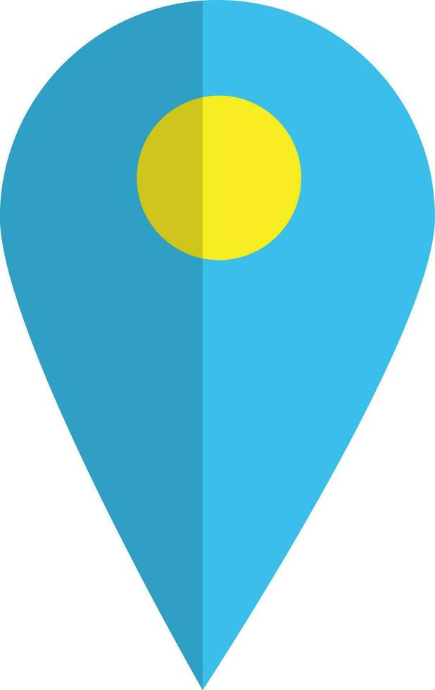blanco mapa puntero en azul y amarillo color. vector