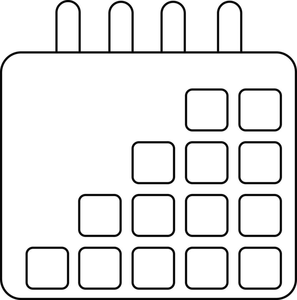 Illustration of a calendar in black line art. vector