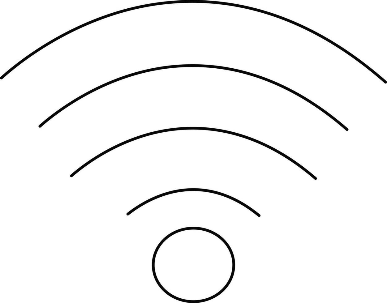 Black line art wireless sign on white background. vector