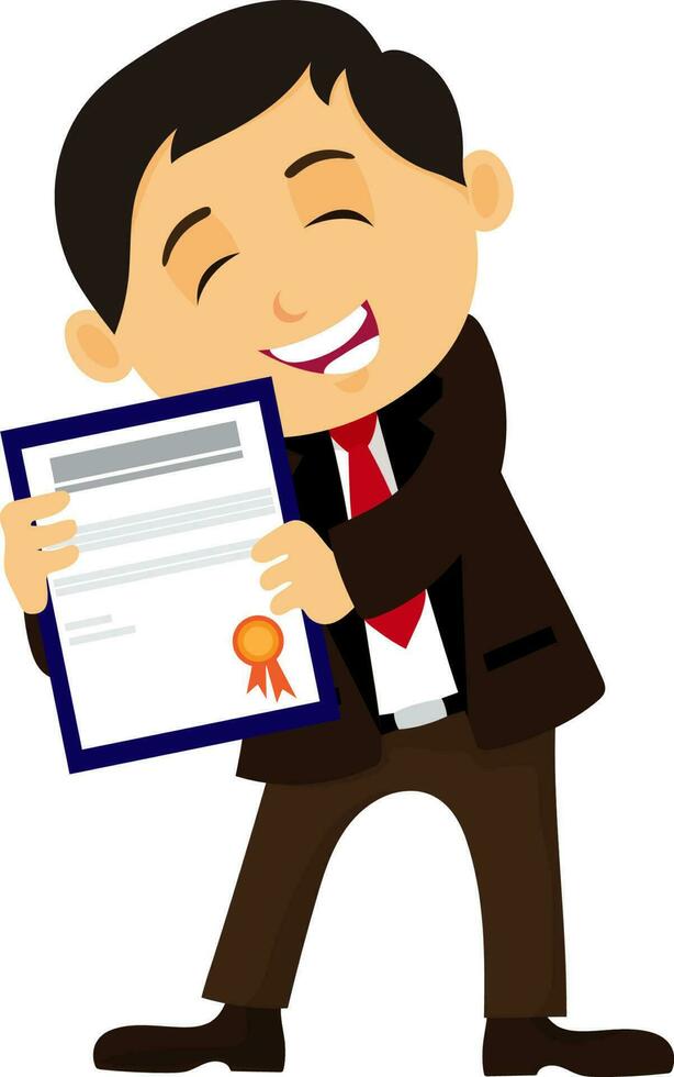 Character of a Businessman with certificate. vector