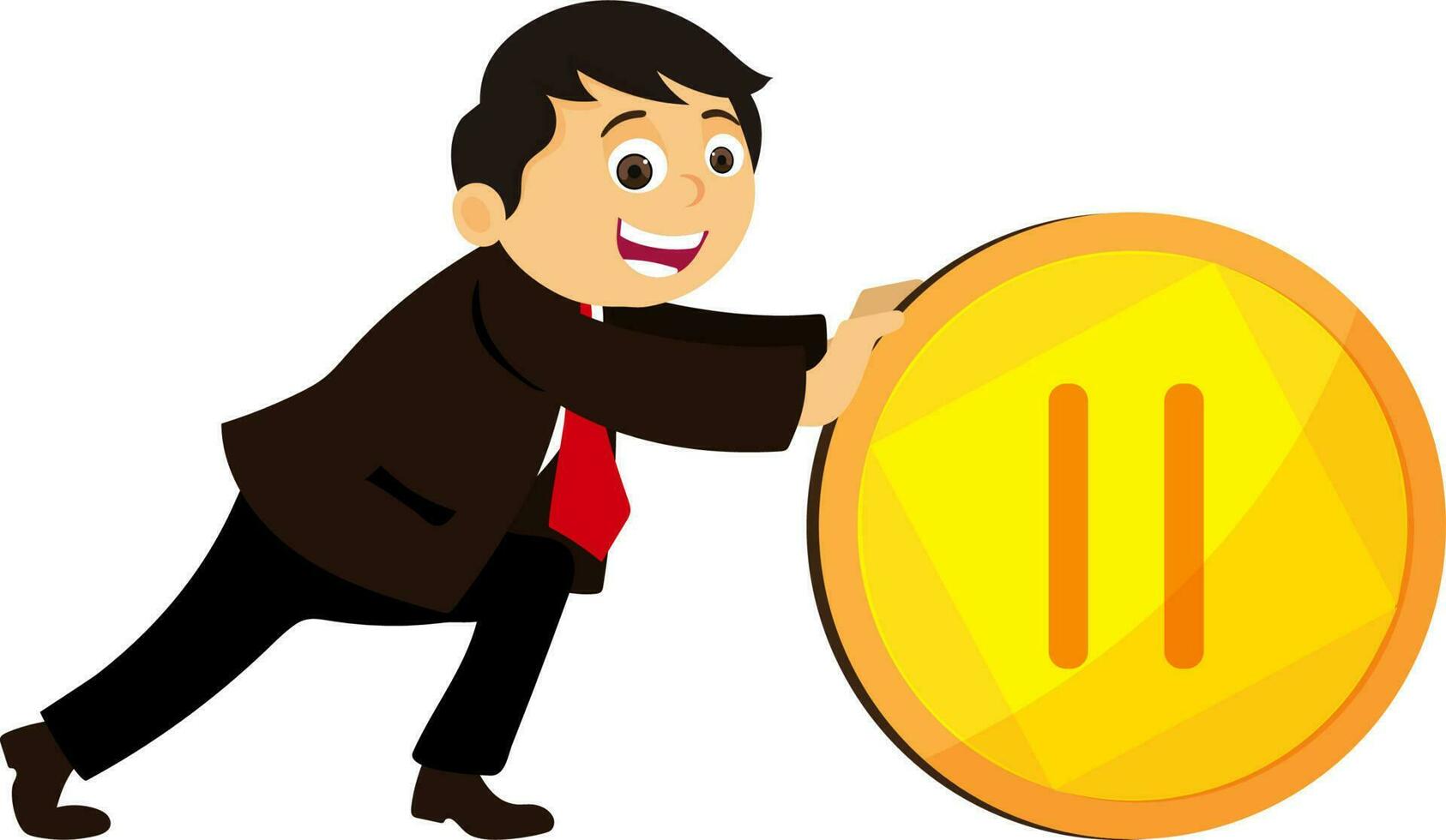 Character of a Businessman with gold coin. vector