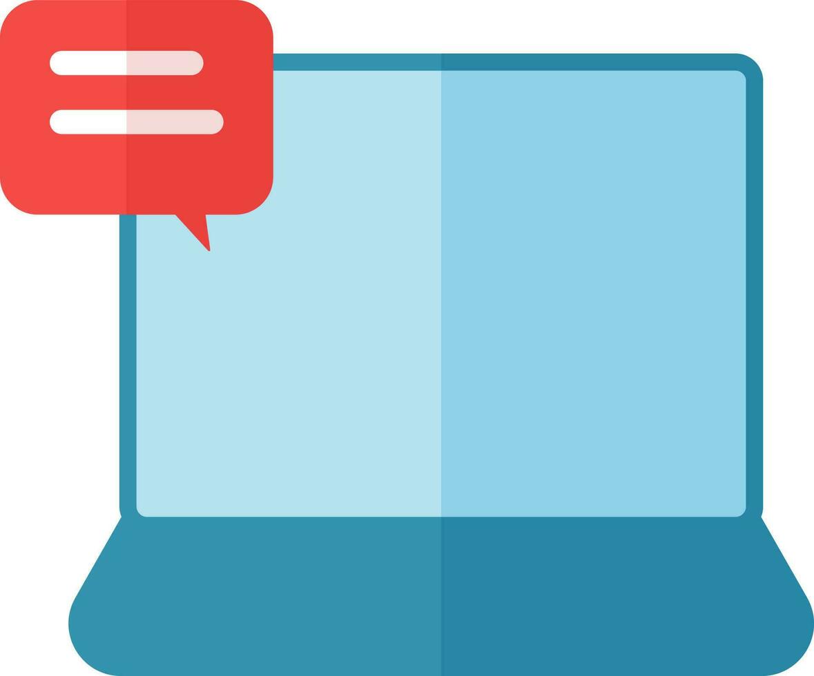 Online chatting from laptop icon in red and blue color. vector