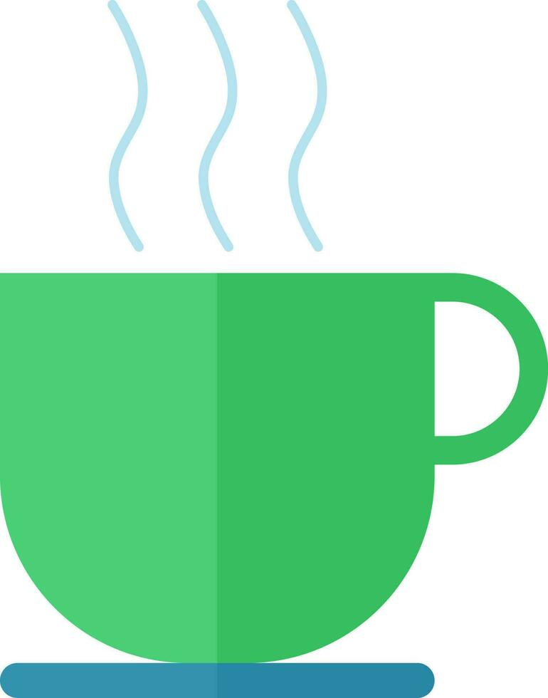 Hot Tea or Coffee Cup icon in green and blue color. vector