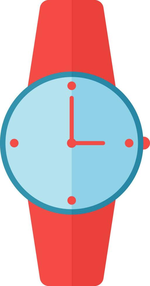 Flat style Wristwatch icon in red and blue color. vector