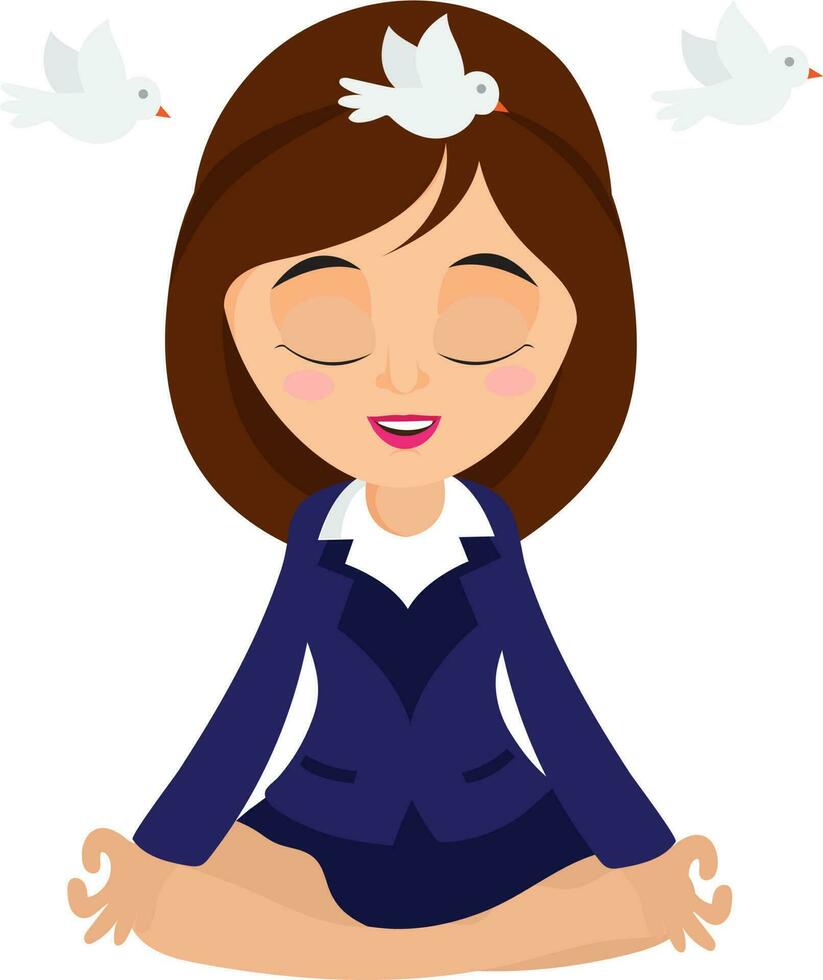 Business Woman doing meditation. vector