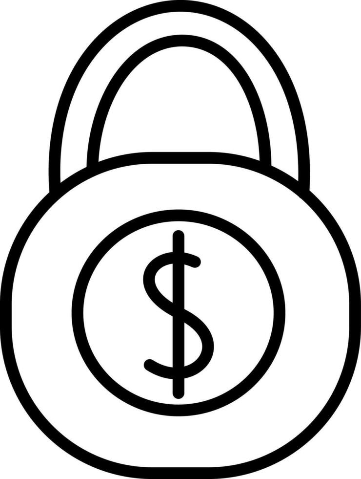 Line art illustration of Lock with Dollar symbol. vector