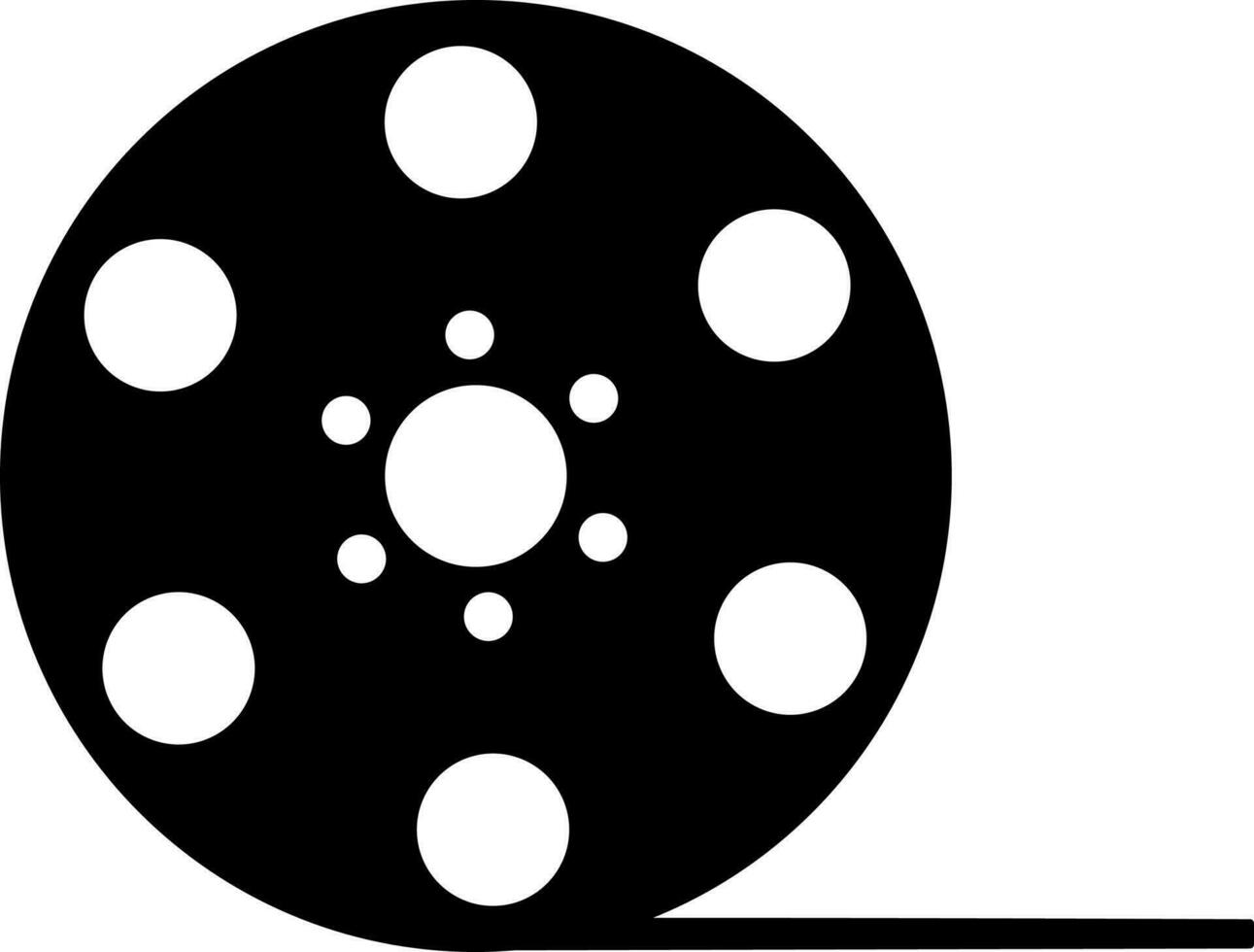 Film reel icon in black and white color. vector