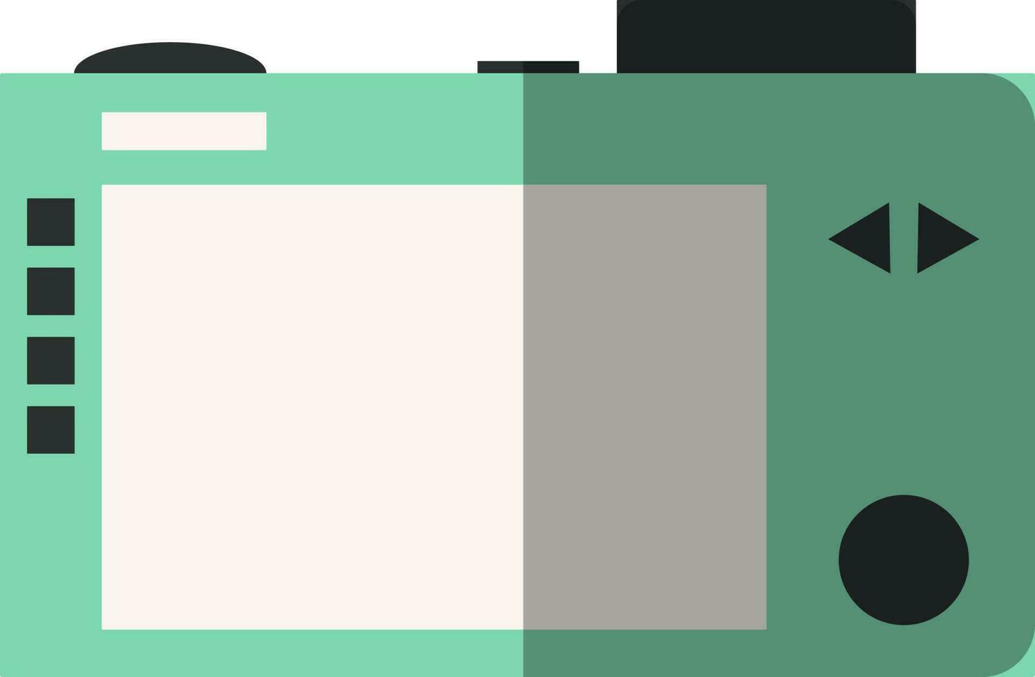 Camera front screen in green and black color. vector