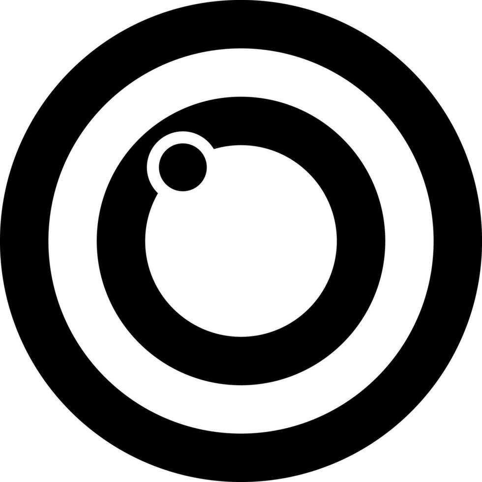 Camera lens icon in black and white color. vector