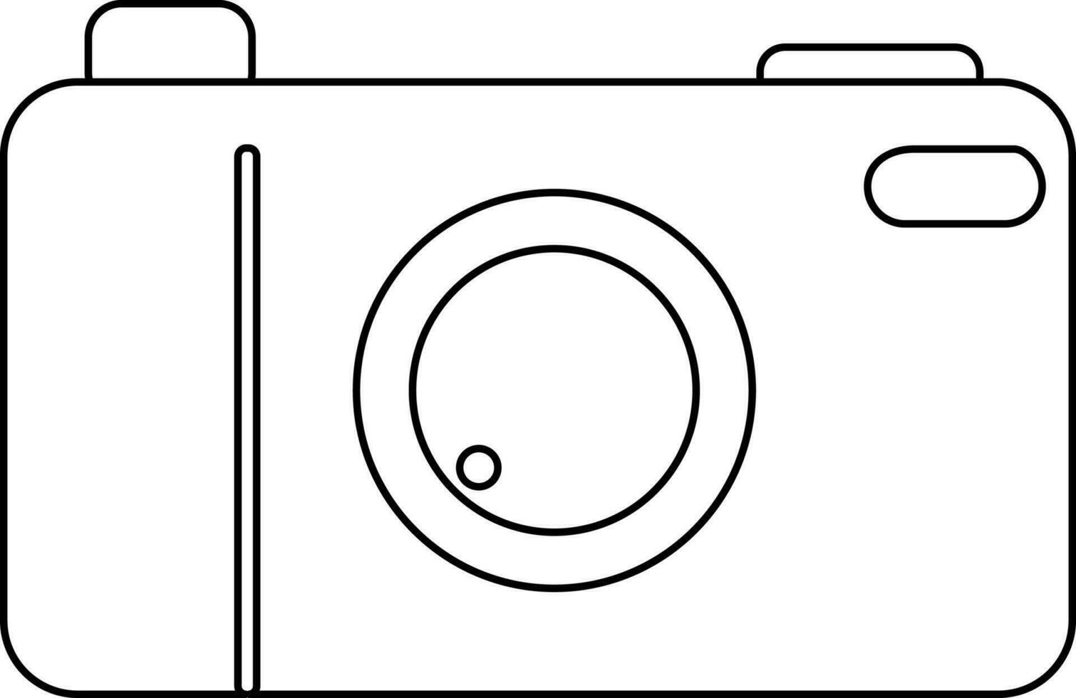 Camera in black line art illustration. vector