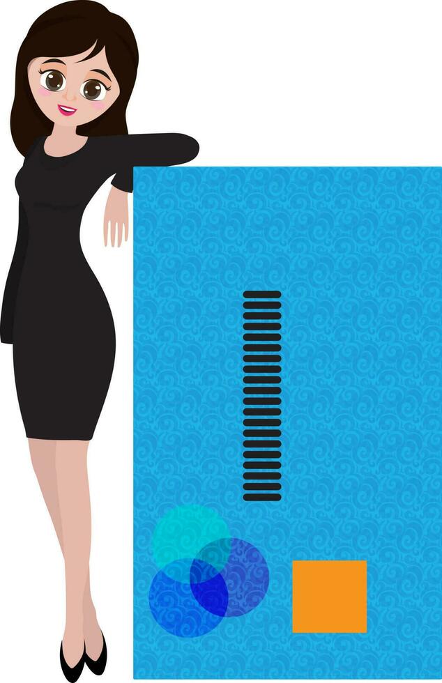 Character of business woman with credit card. vector