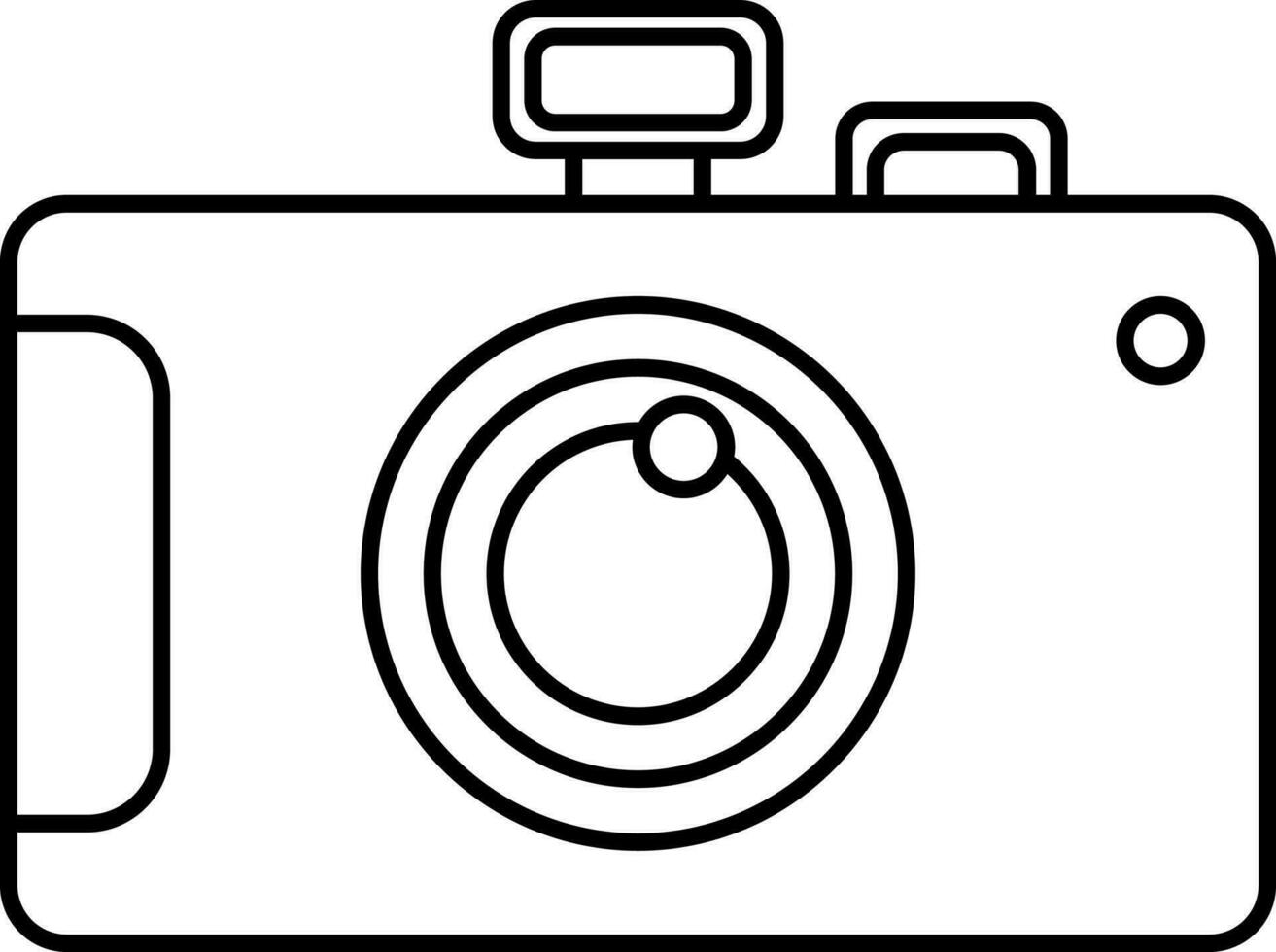 Stylish camera icon. Black line art illustration. vector