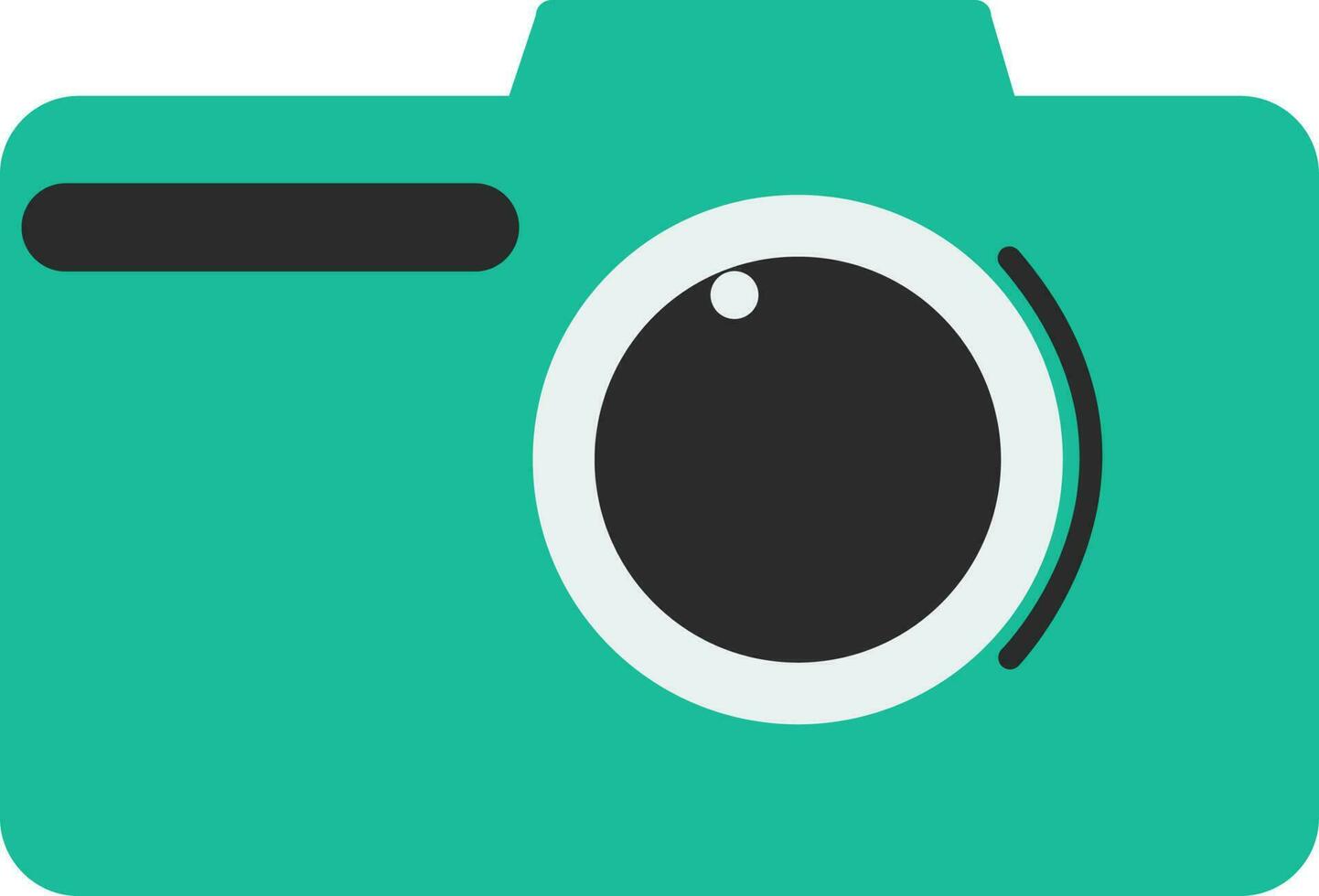 Green and black flat style camera. vector